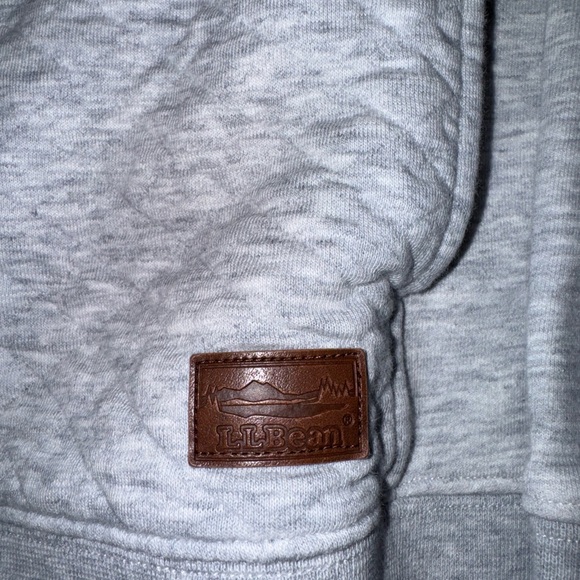 L.L. Bean Light Gray Quilted Zip-Up Sweater - Picture 2 of 5